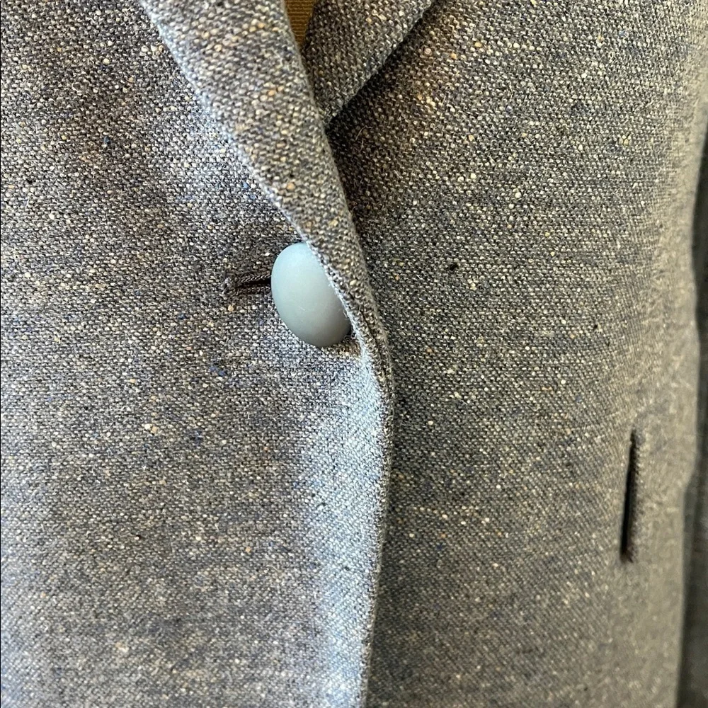 Lafayette 148 Tweed Wool-Blend Single-Button Blazer Jacket Blue Size 6